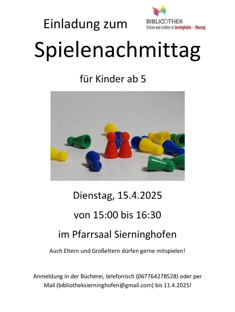 Spielenachmittag Sierninghofen April 2025